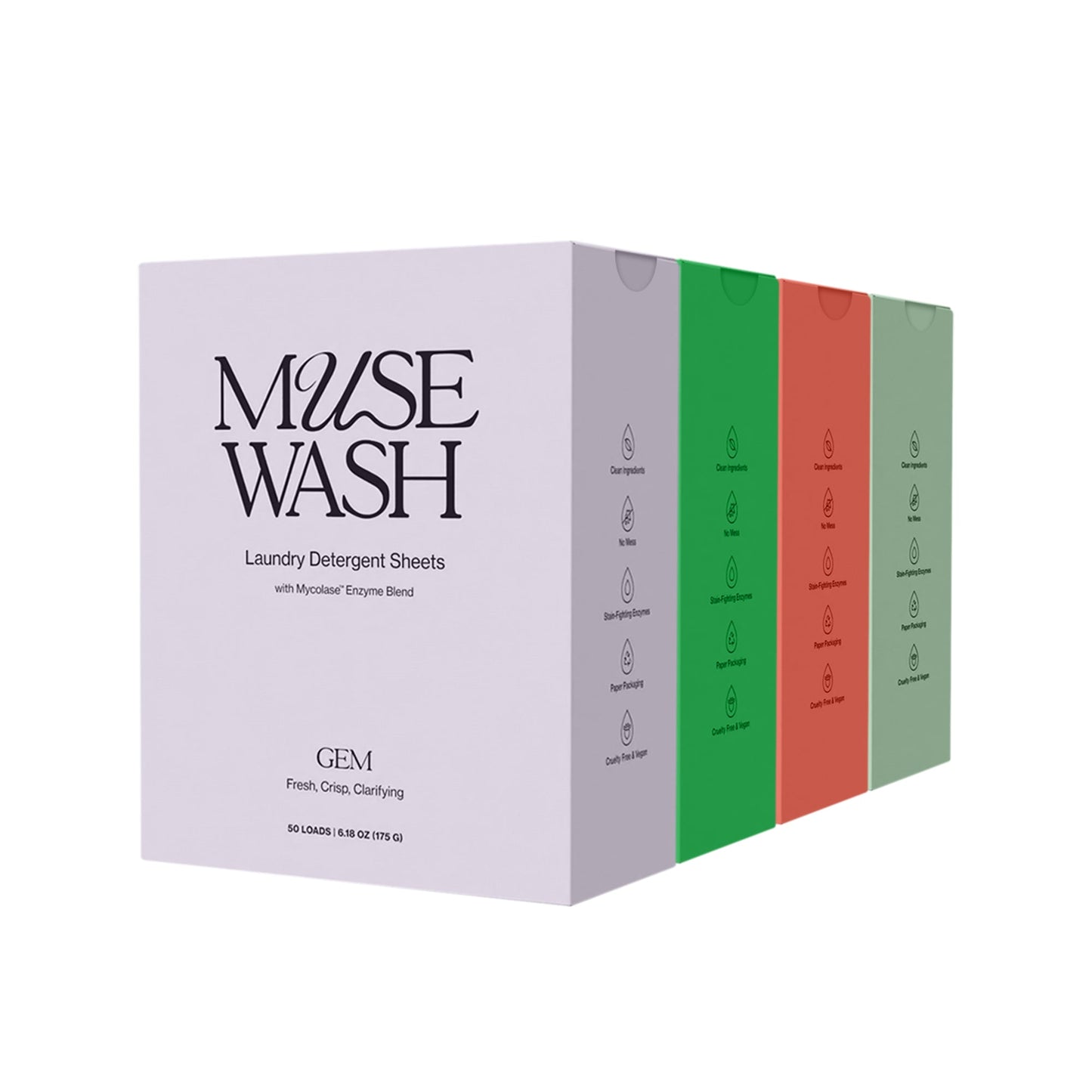 MUSEWASH Laundry Detergent Sheets Starter Set - 4 boxes, 200 loads