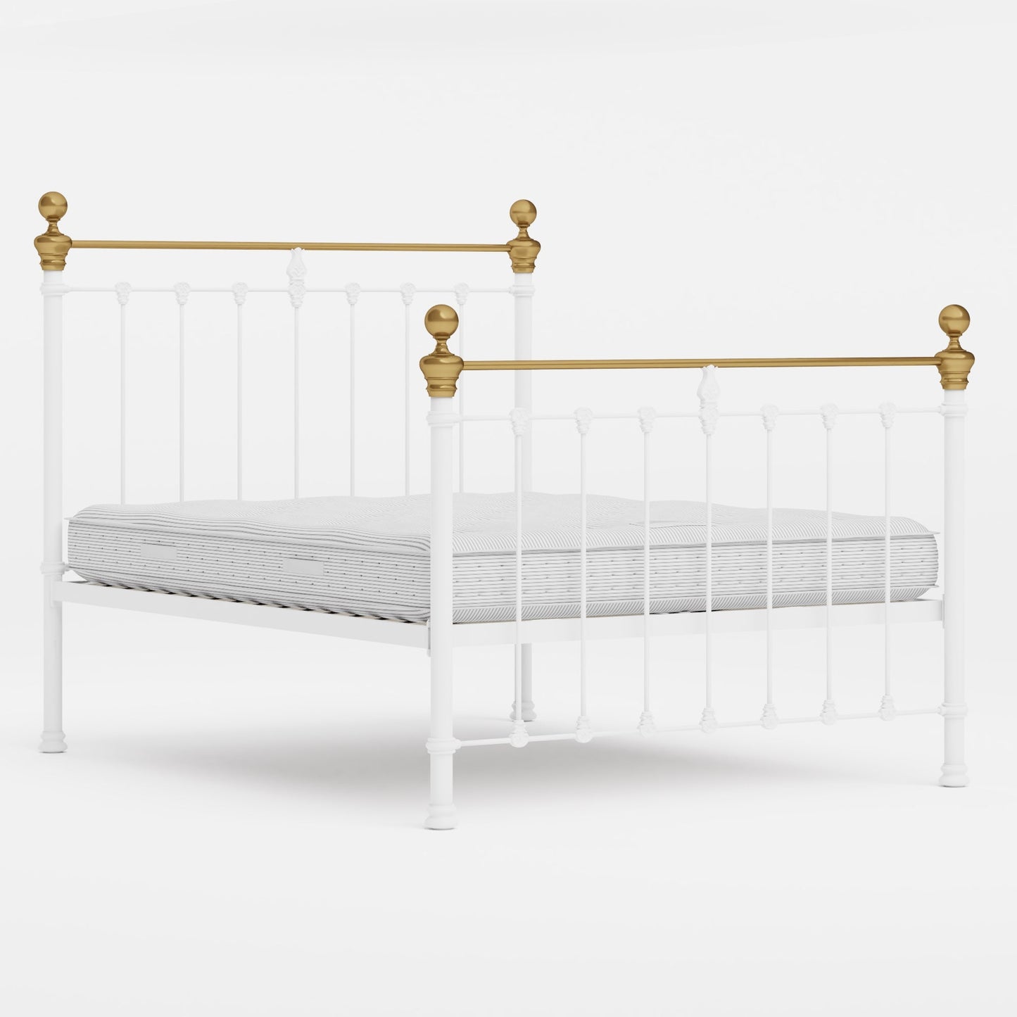 Castile Metal Bed Satin White With Brass
