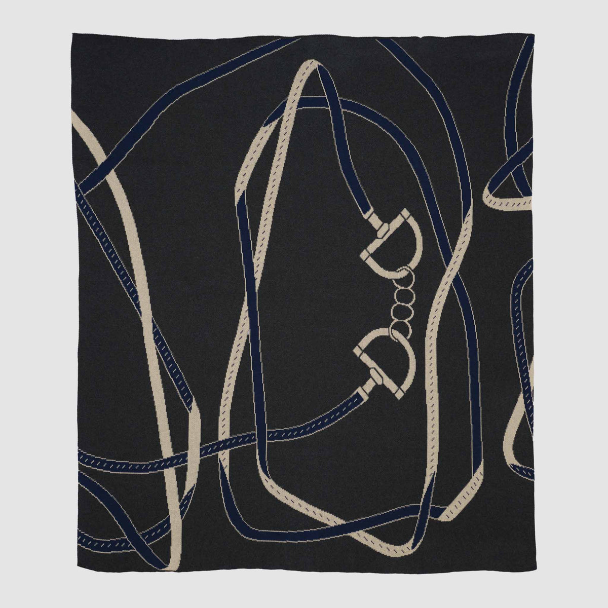 Equestrian Tack - Cotton Sustainable Knit Patterned Throw Blanket