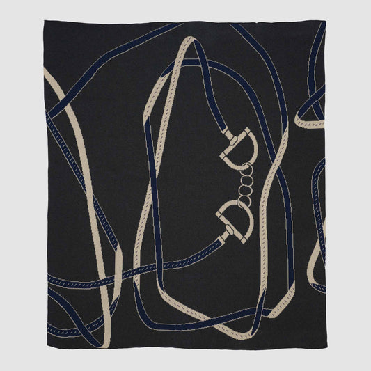 Equestrian Tack - Cotton Sustainable Knit Patterned Throw Blanket