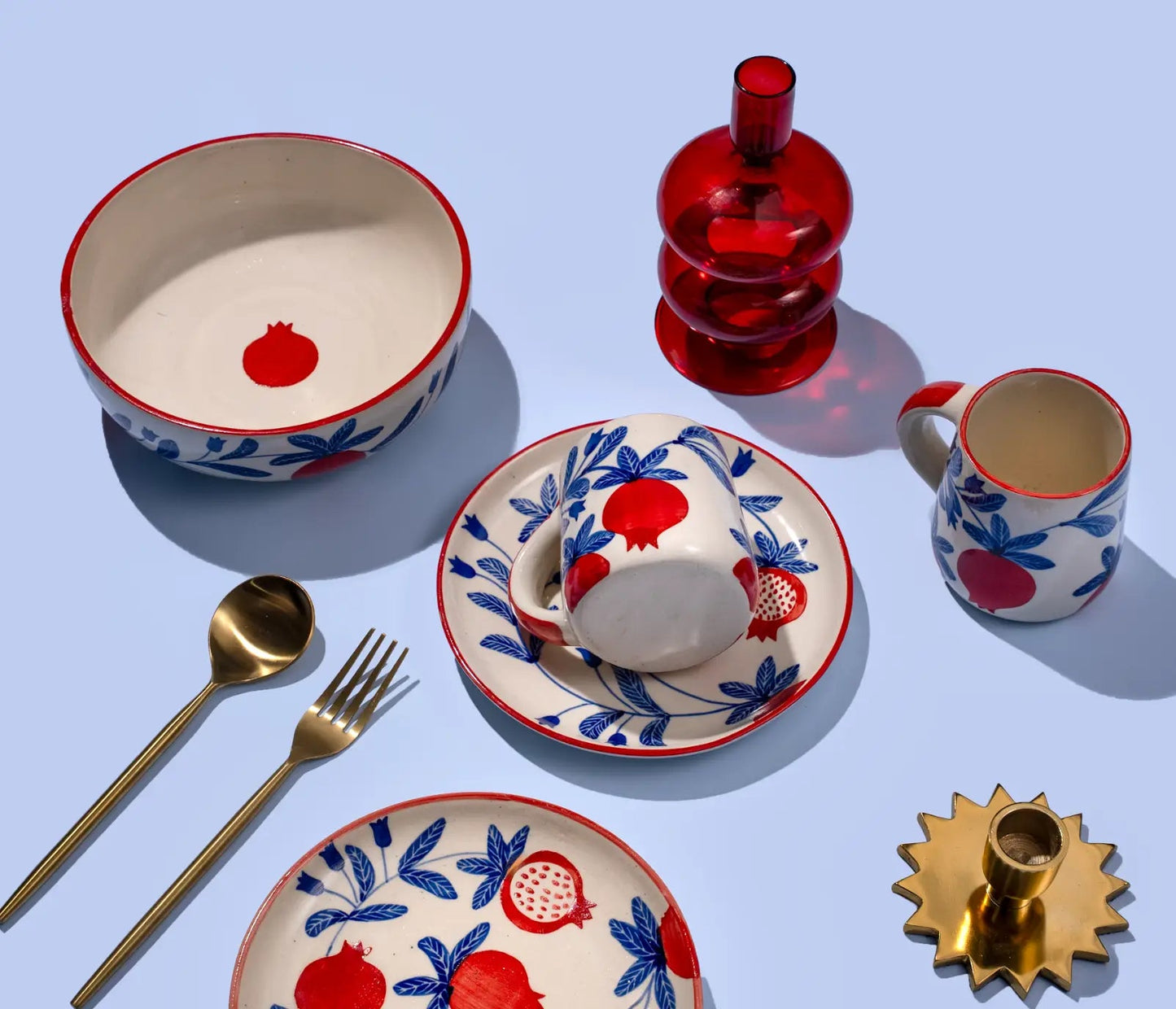 Indian Anaar Bowl, Red - 2.5x7 Inches ( Set of 2 )