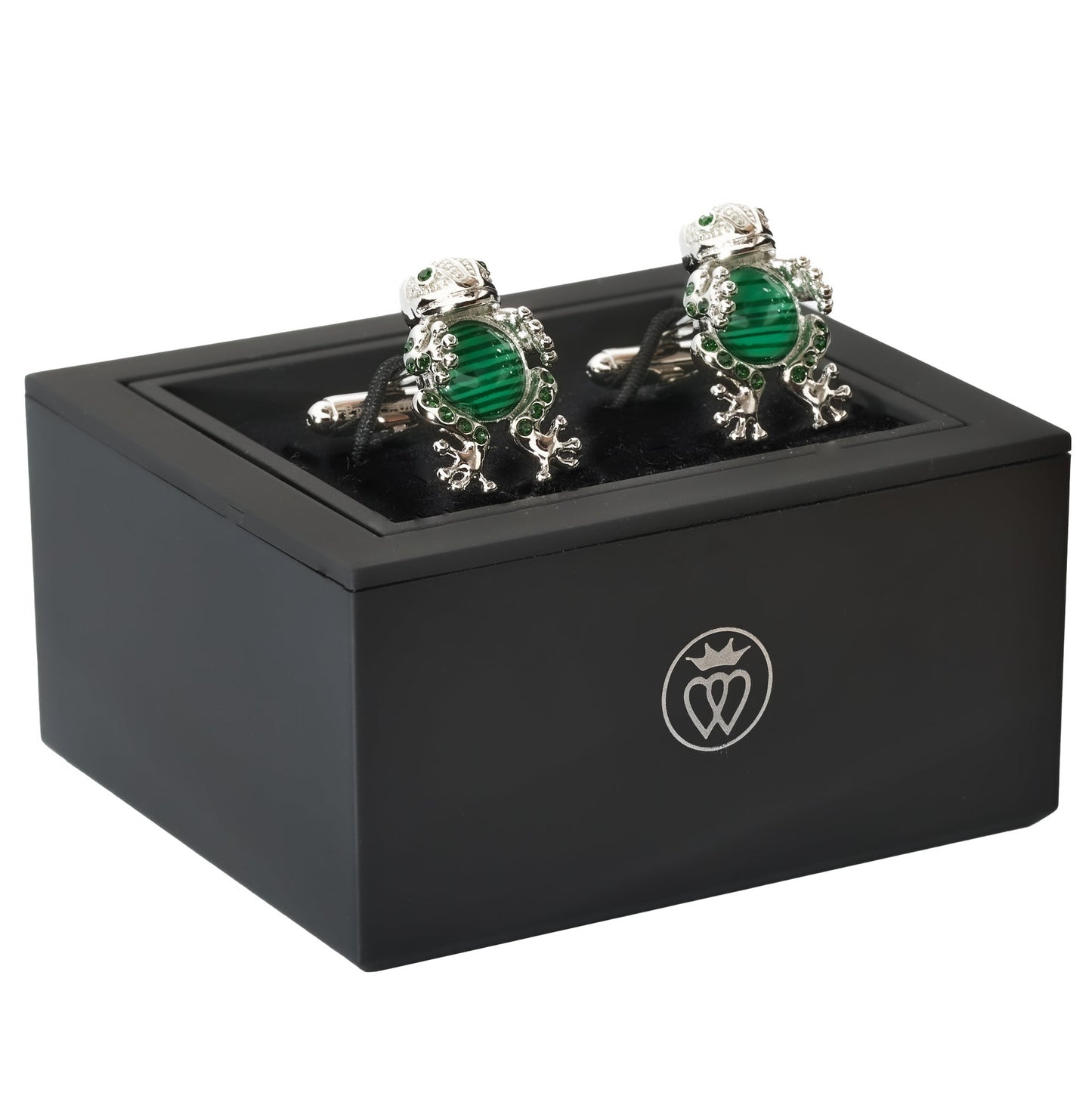 Emerald Frog Prince Crystal Cufflinks – Enamel & Luxury Accents - Osadia Concept Store