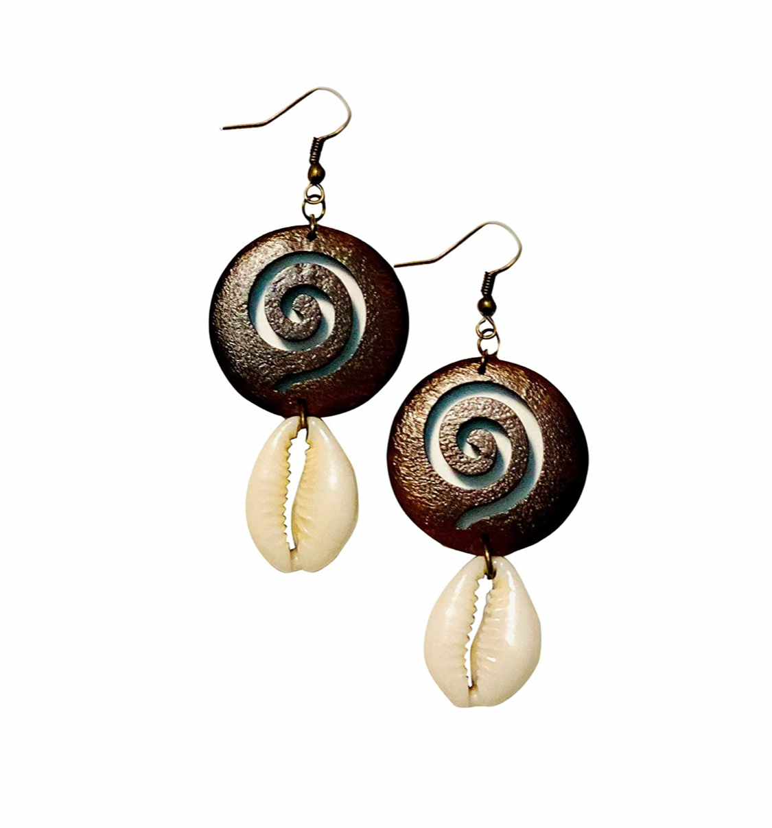Cowrie Wooden Earrings