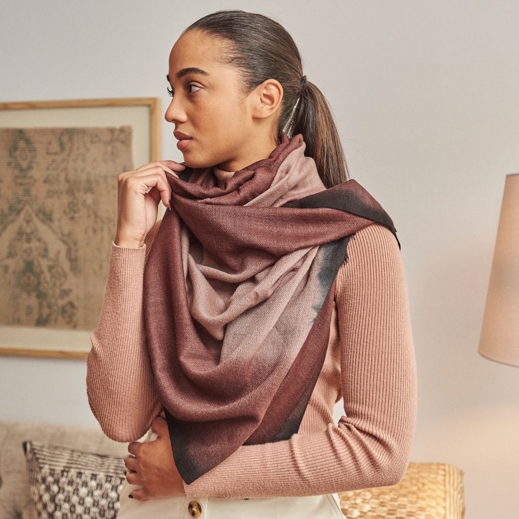 Iris Mink Cashmere Merino Handwoven Scarf