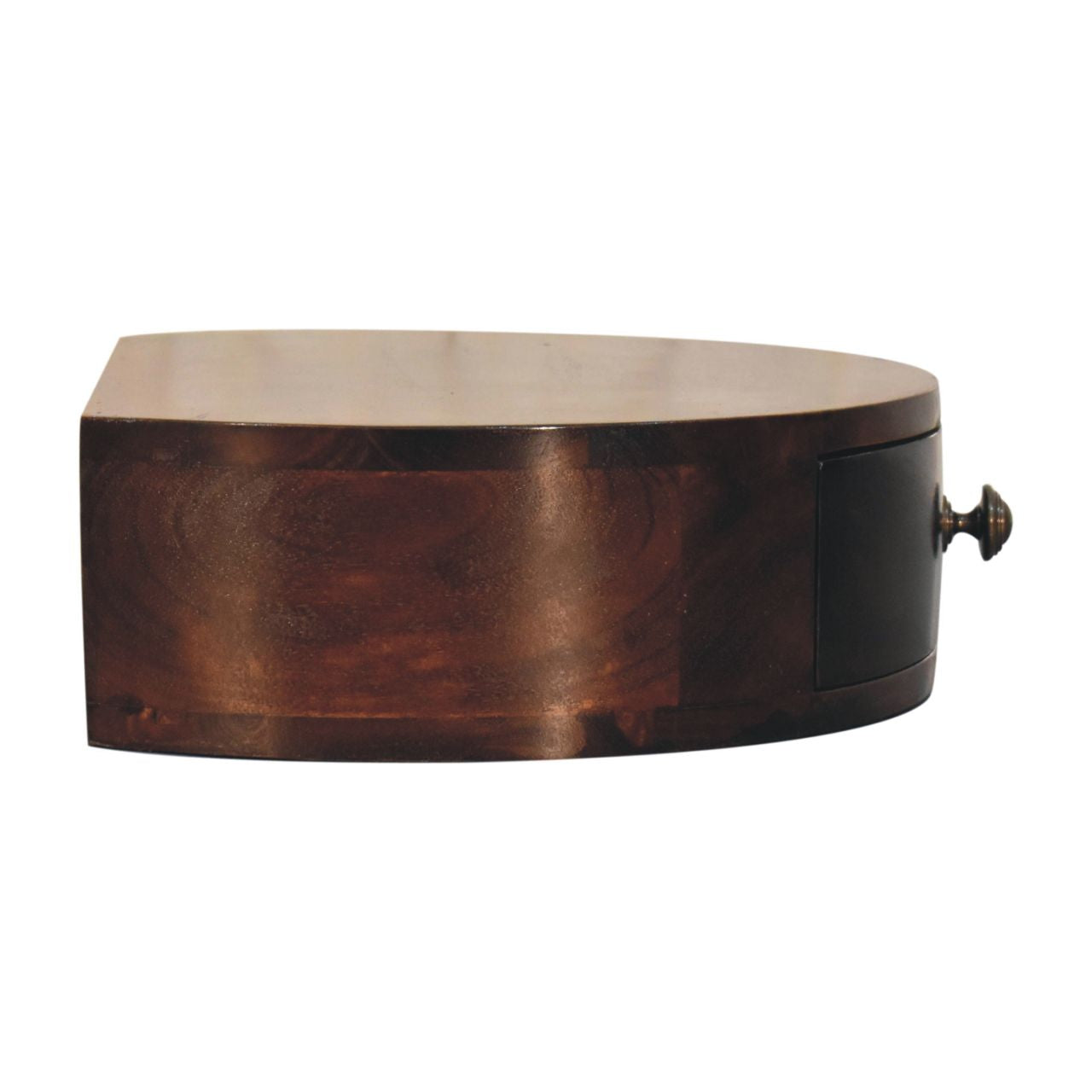 Solid Wood California Walnut Wall-Mounted Rounded Bedside Table