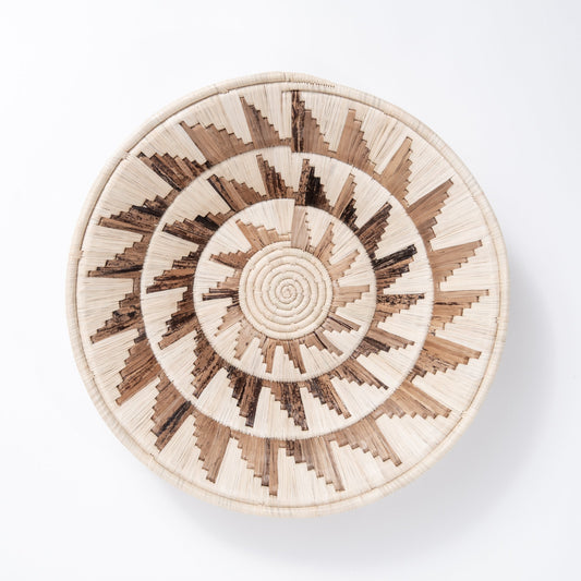 Large Mayan Sun Double Weave Basket ~ Banana Fiber