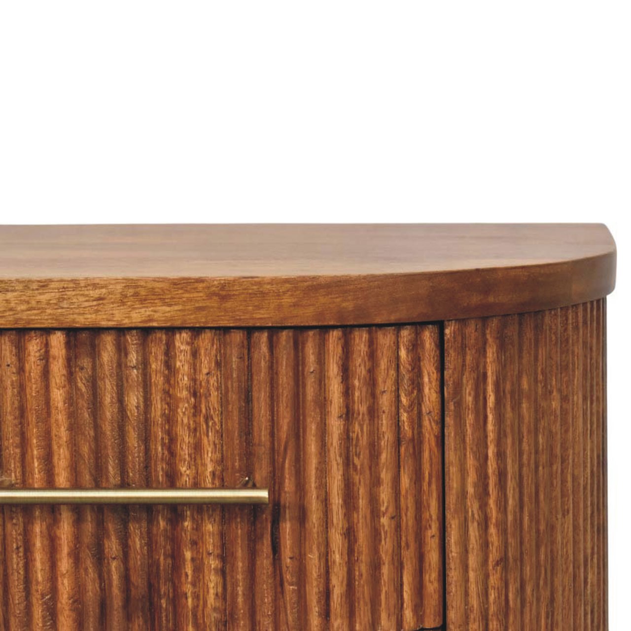 Solid Wood Ribbed Bedside with Brass Accents
