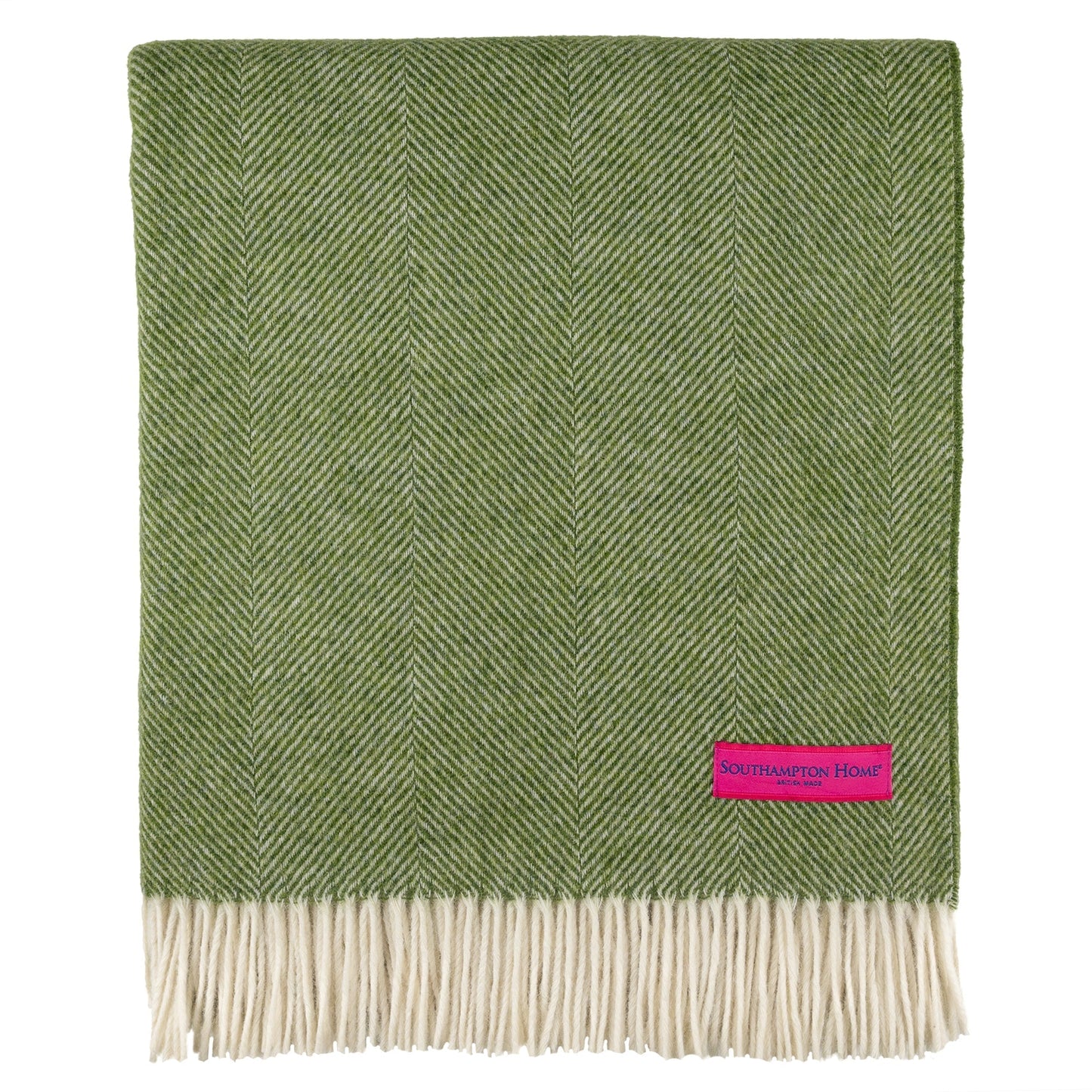 Southampton Home Shetland Lambswool Herringbone Throw – Evergreen | Woven in England