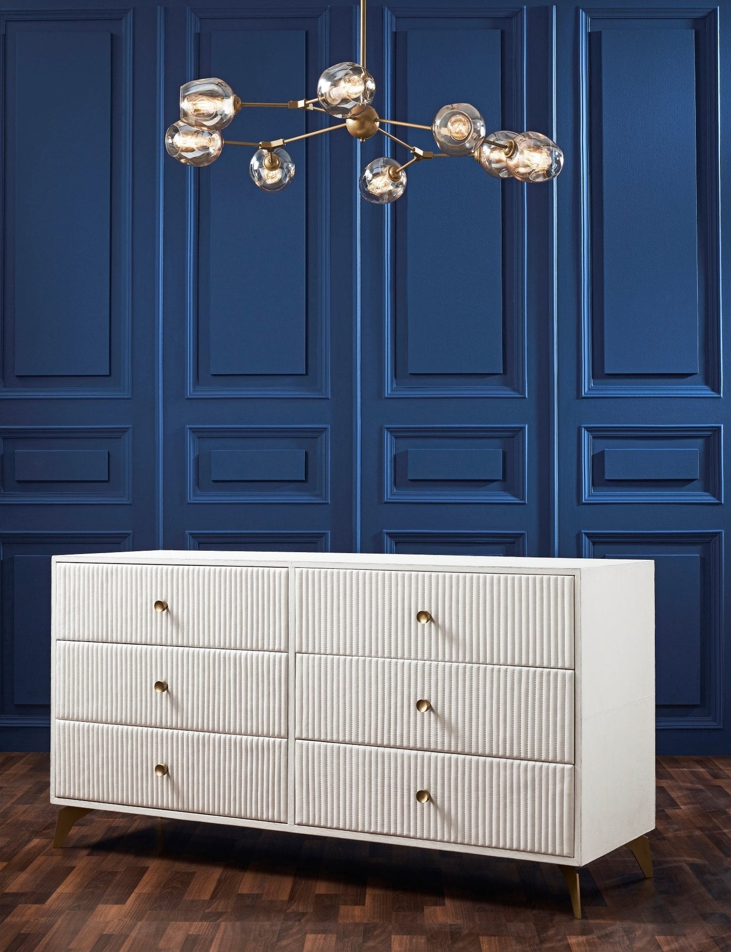 Stanford Six Drawer Leather Dresser