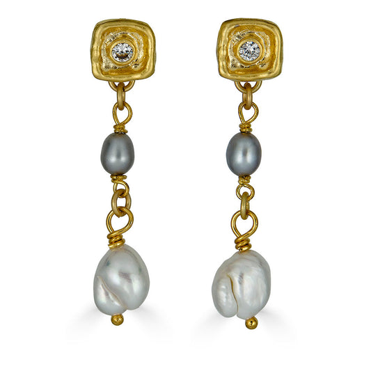 Two tone Rice Baroque Earring