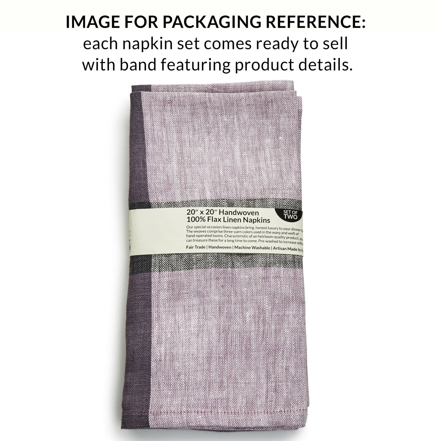 HINTERLAND Handwoven Linen Napkins – Set of 2. Flax Linen - Fair Trade - Artisan Made