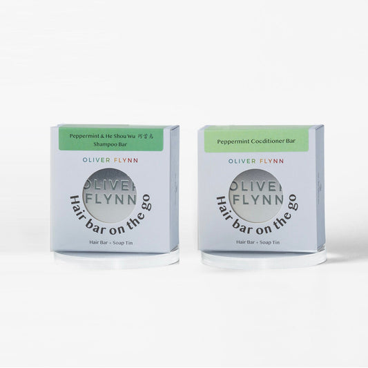 Peppermint Shampoo Bar and Conditioner Bar Travel Bundle- For Fine Hair & Sensitive Skin