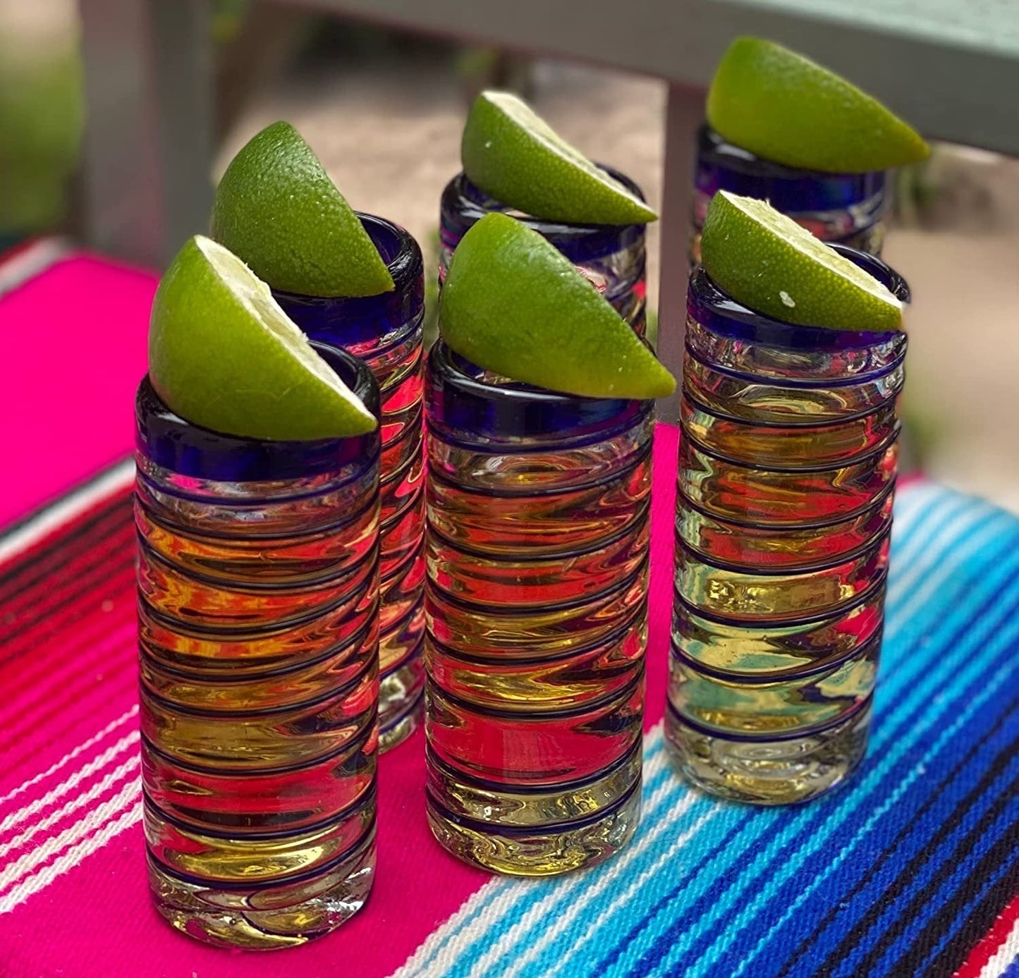 Cobalt Blue Spiral Tequila Shot Glasses - Set of 6