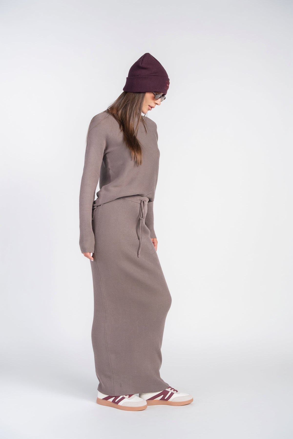 Sweater Rib Skirt- Mushroom