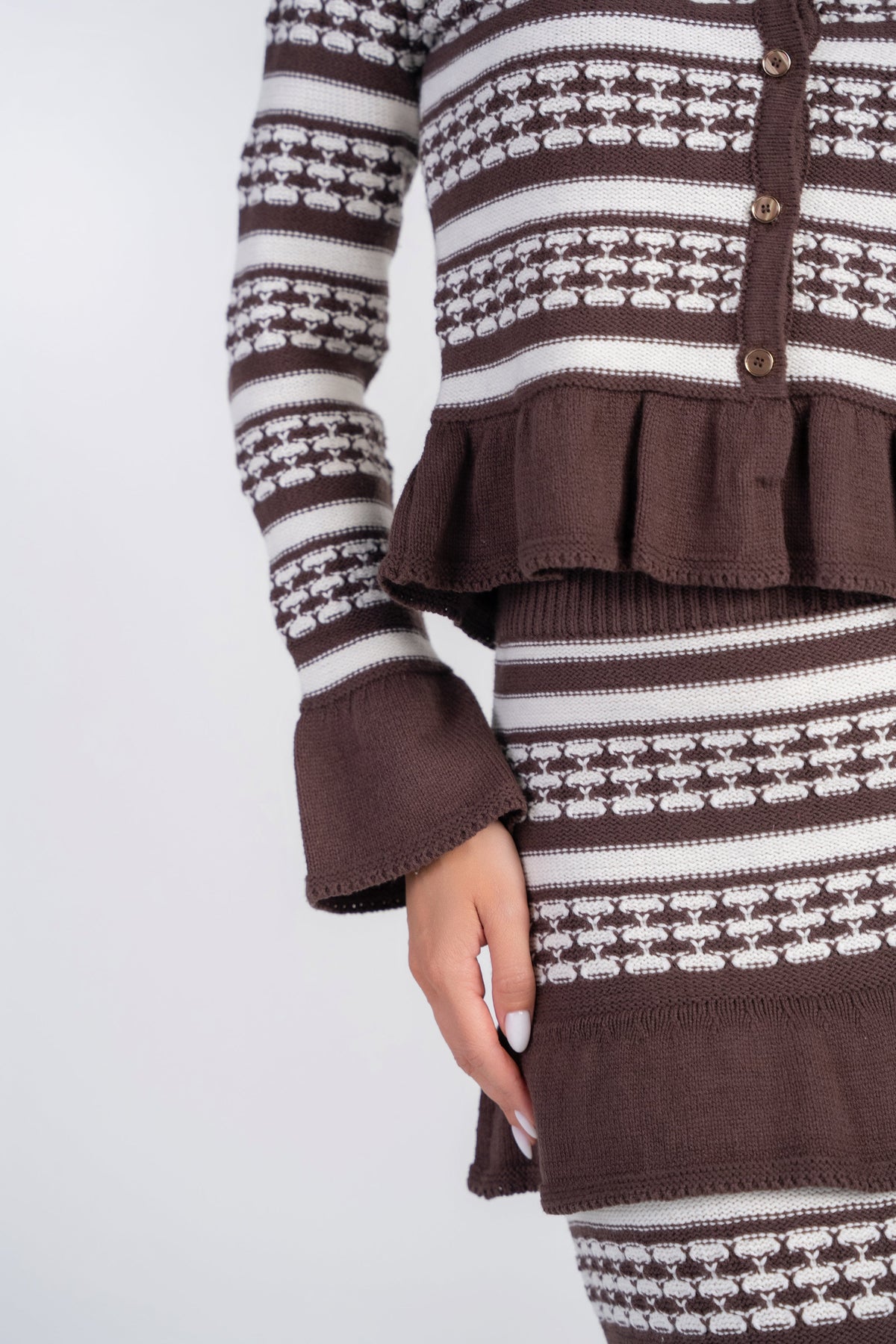 Crochet Knit Top- Chocolate and Cream