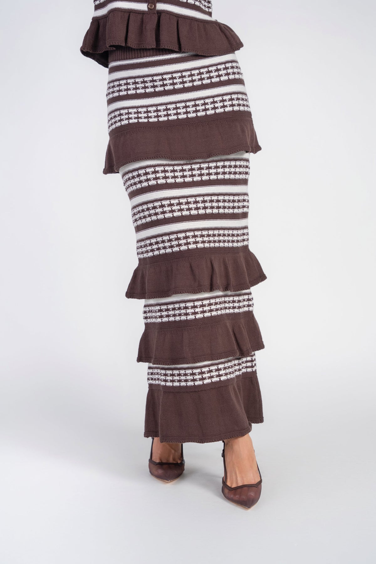 Crochet Knit Skirt- Chocolate and Cream