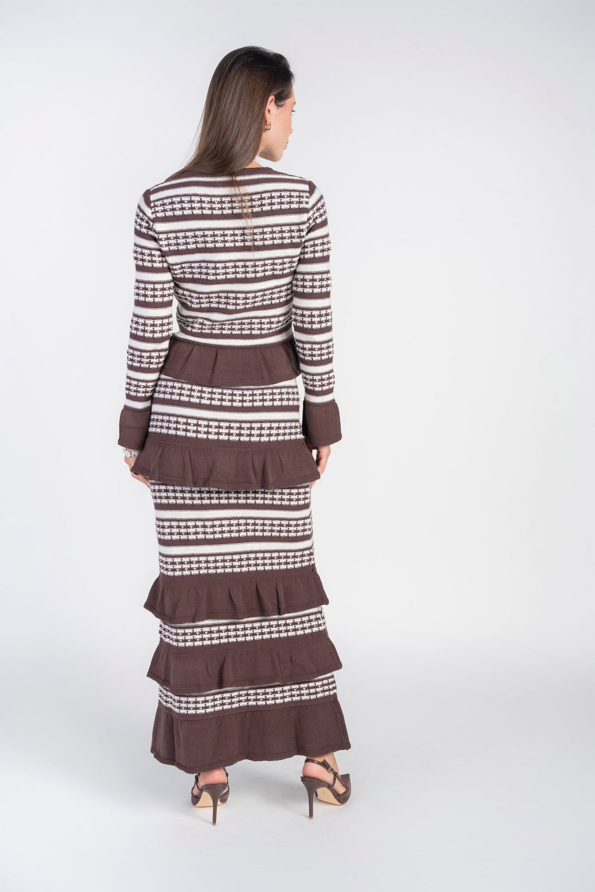 Crochet Knit Skirt- Chocolate and Cream