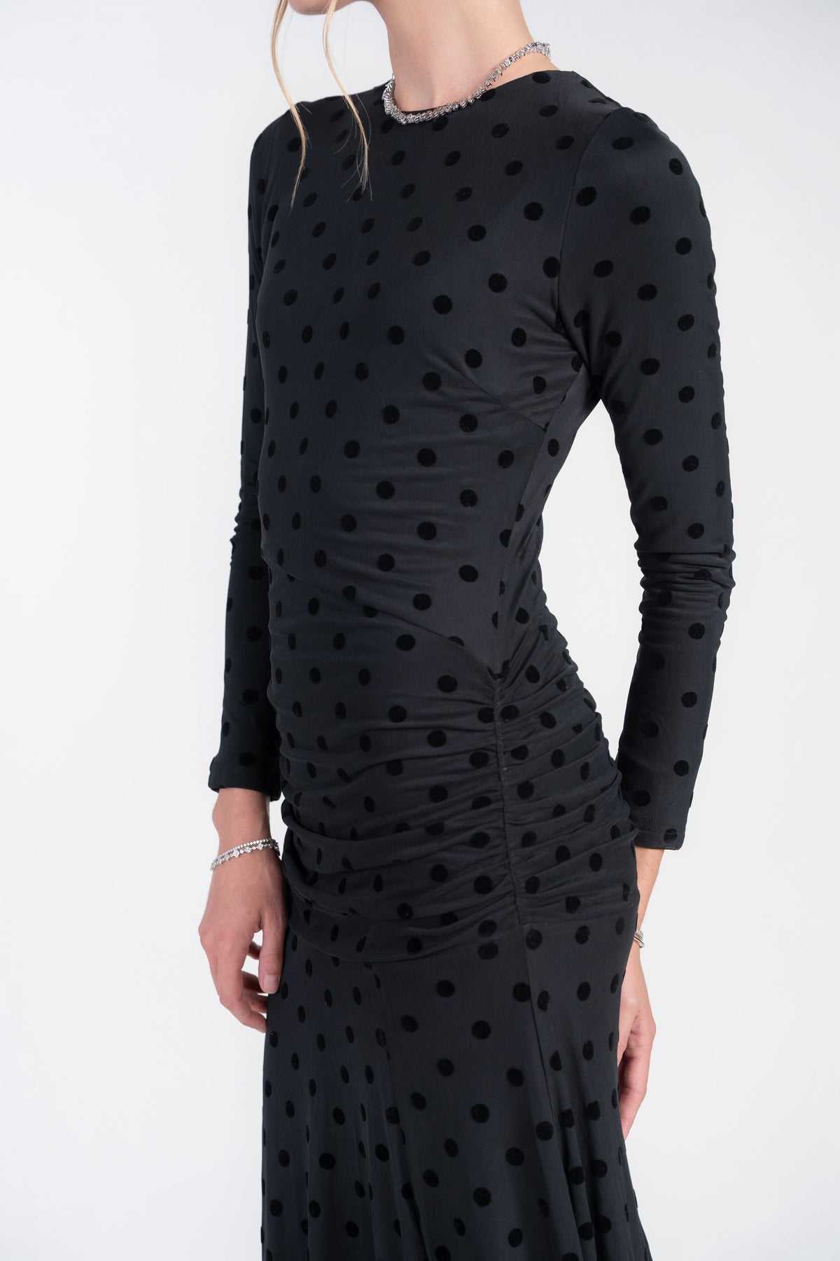 Verona Mesh Dot Dress- Black