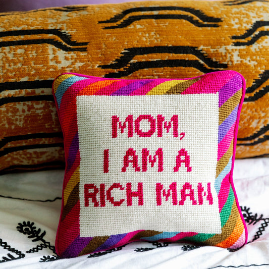 Rich Man Needlepoint Pillow - Osadia Concept Store