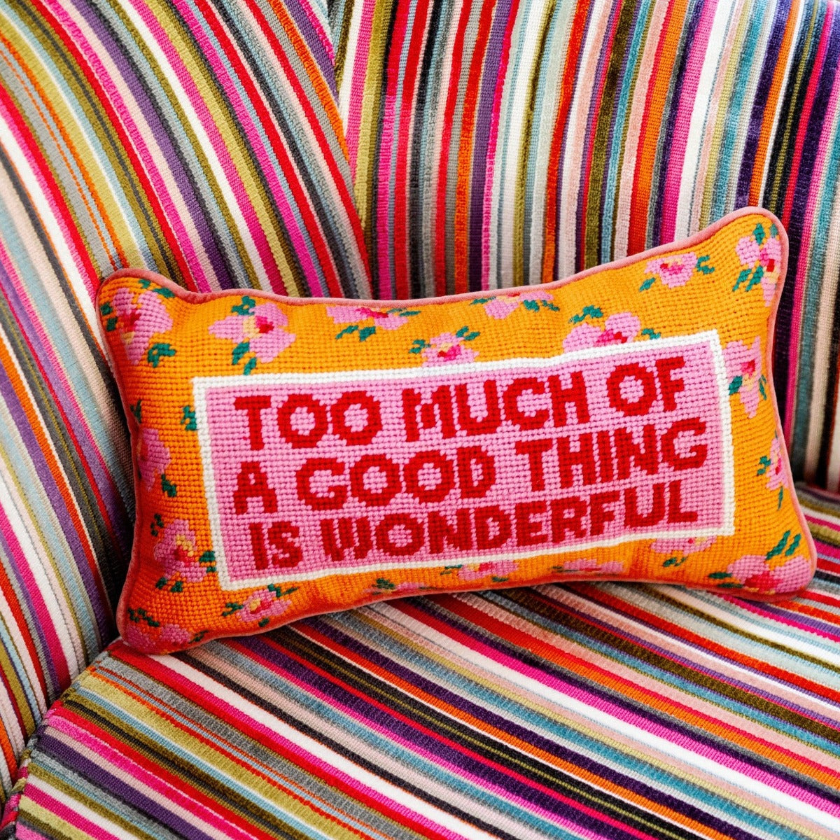 Too Much Needlepoint Pillow - Osadia Concept Store