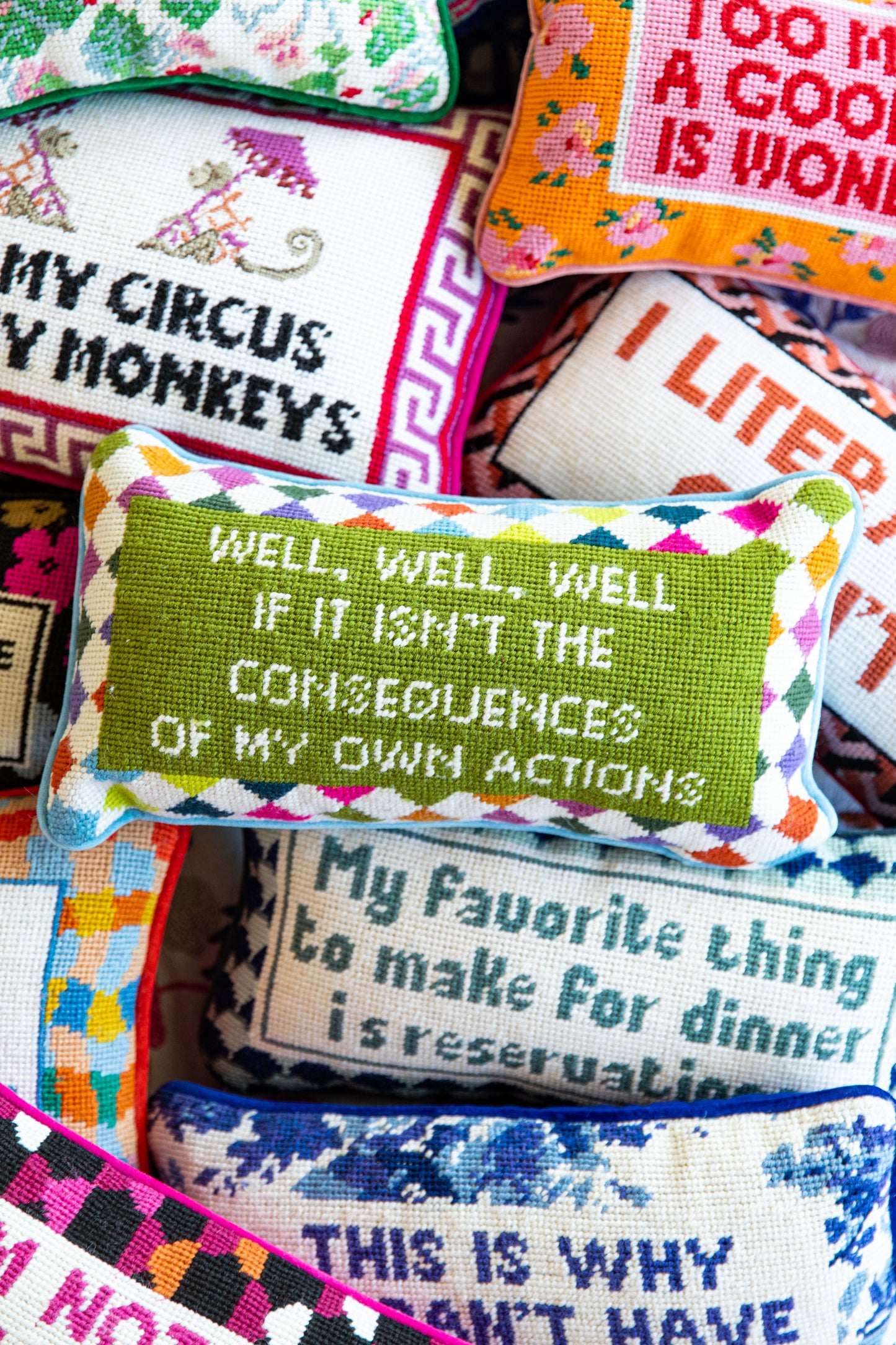 Well Well Well Needlepoint Pillow - Osadia Concept Store