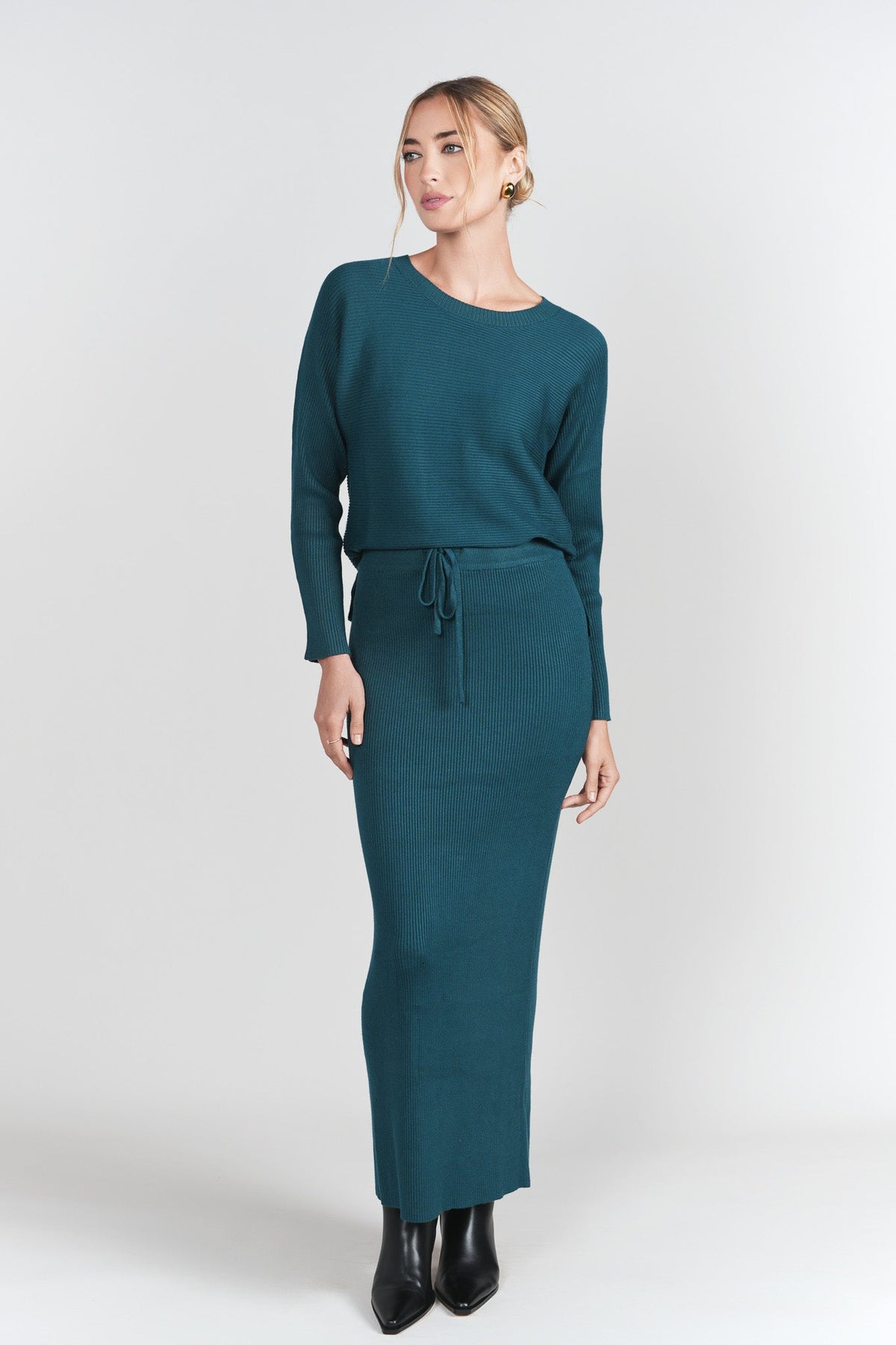 Sweater Rib Skirt- Teal