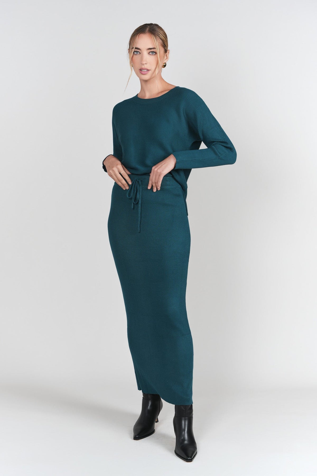Sweater Rib Skirt- Teal