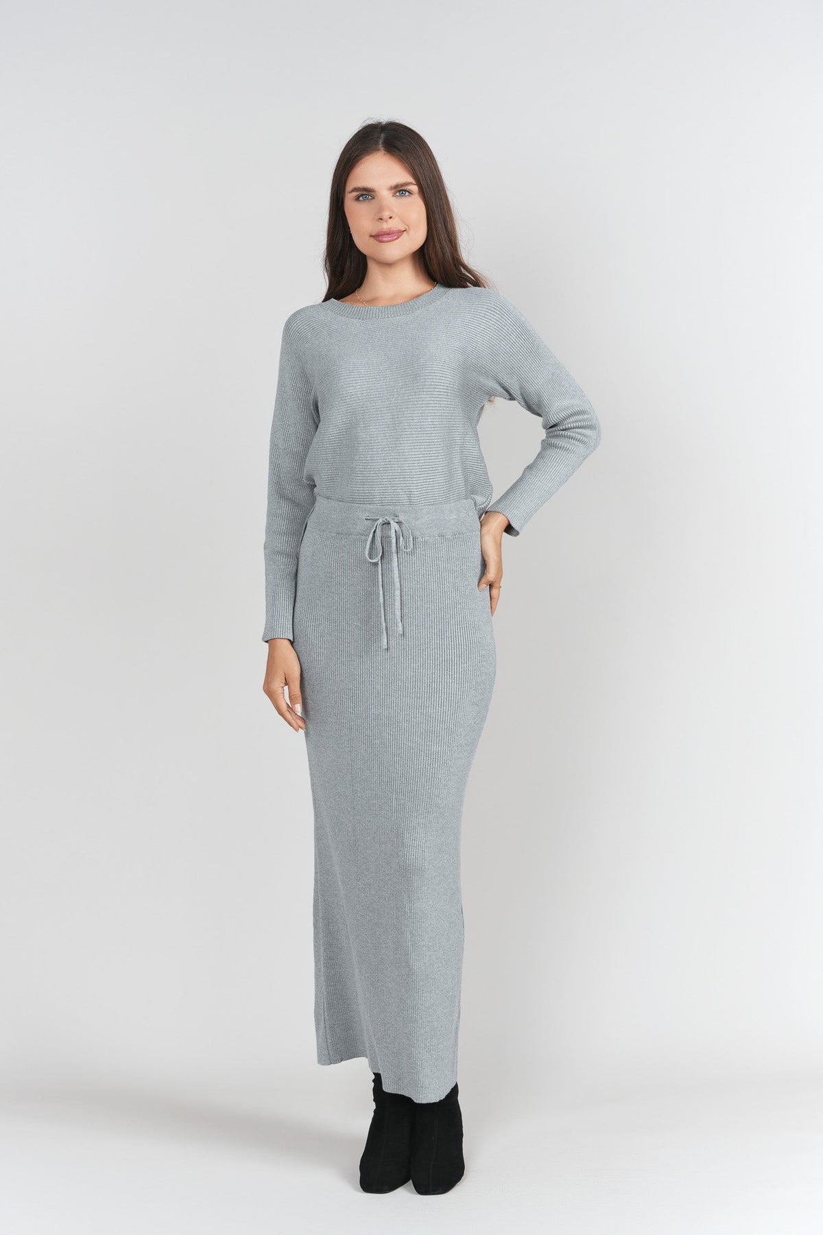 Sweater Rib Top- Gray