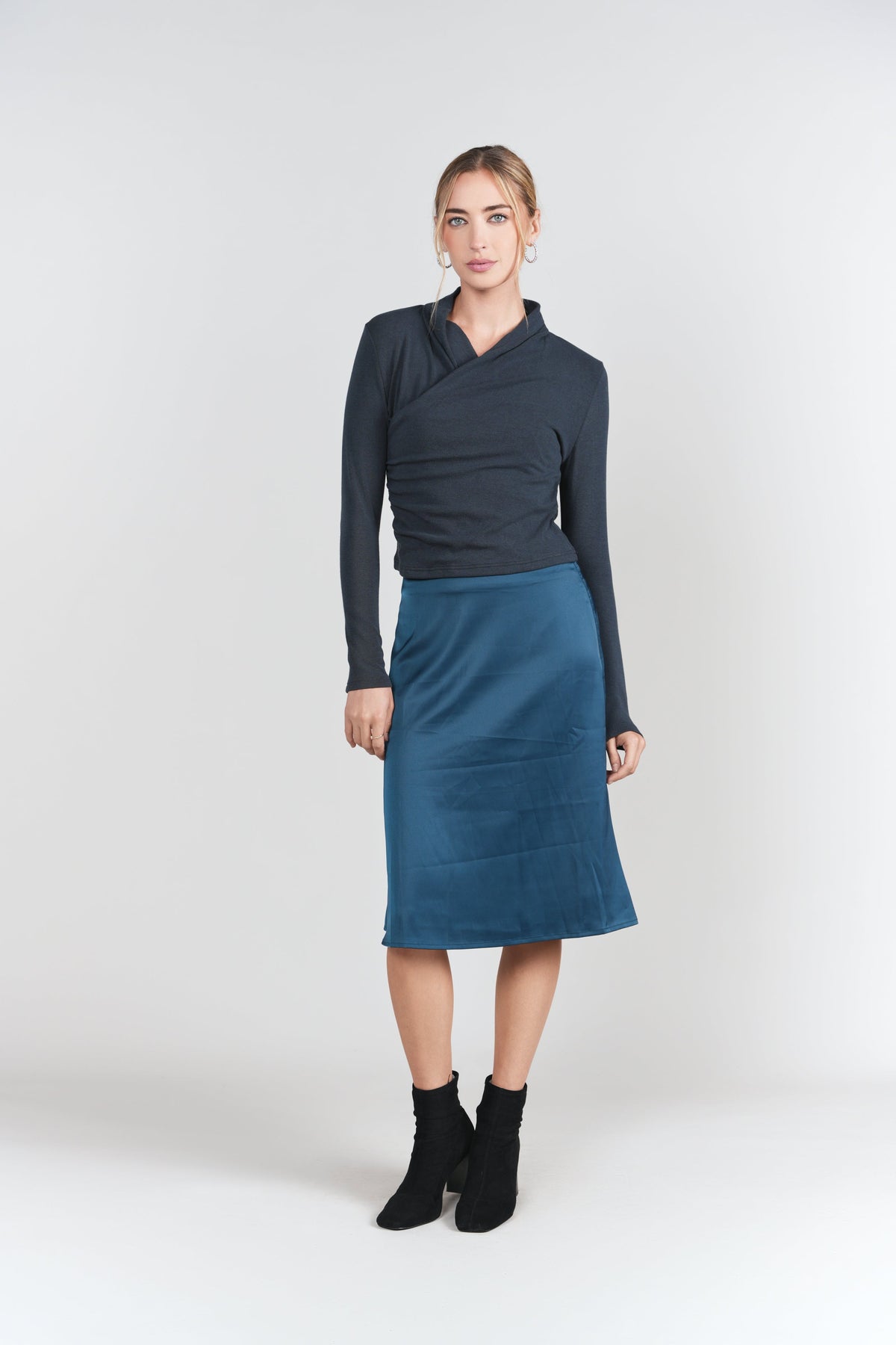 Naomie Slip Skirt 23"- Teal