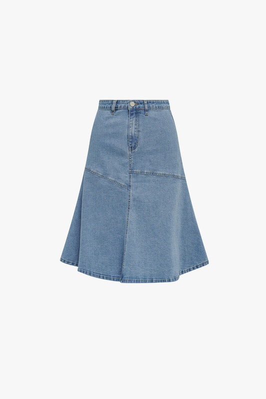 Drop Hem Denim Skirt 25”- Blue