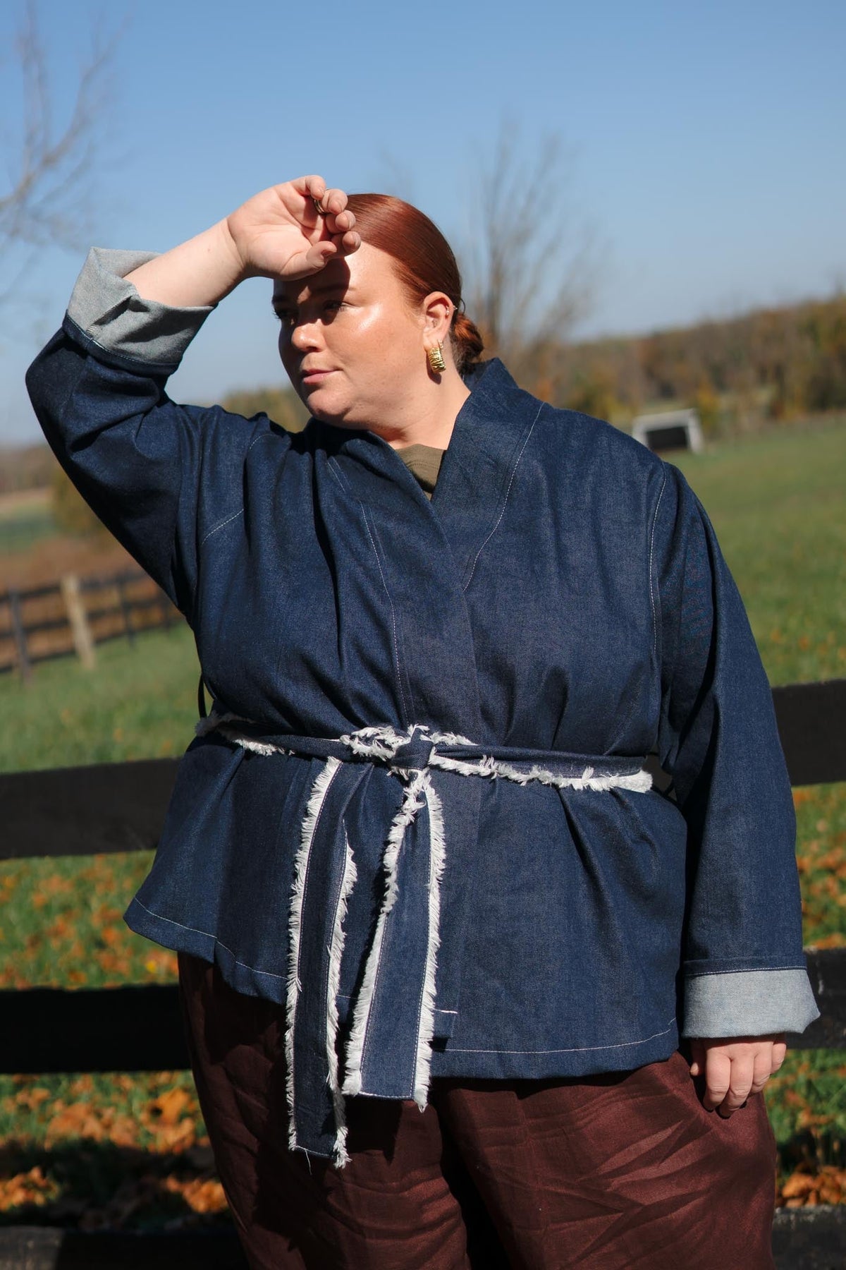 Composition Cardigan in Cone Denim