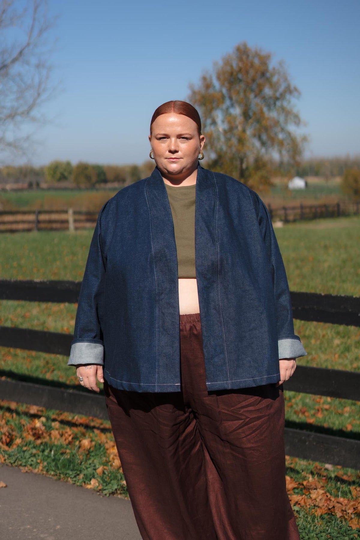 Composition Cardigan in Cone Denim
