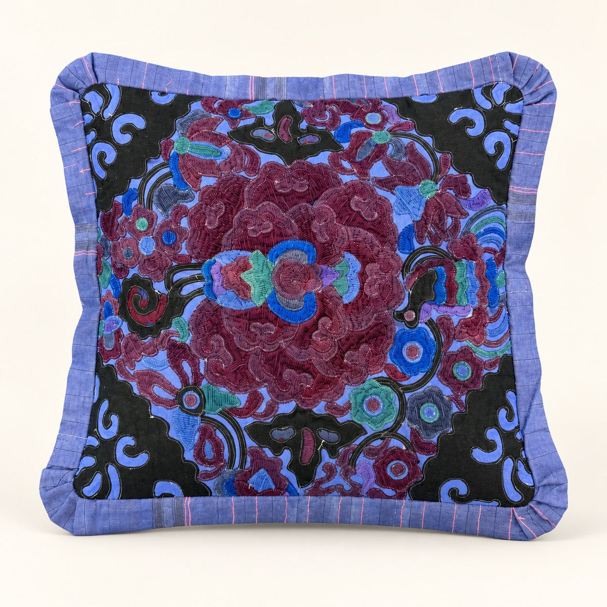 Applique Vintage Flower Handmade Cushion - Thailand