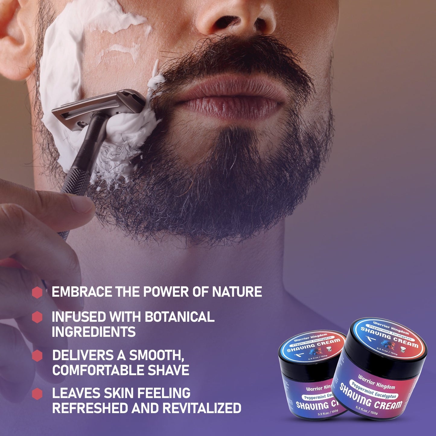 WhollyKaw Warrior Kingdom Luxury Shaving Cream - Peppermint Eucalyptus