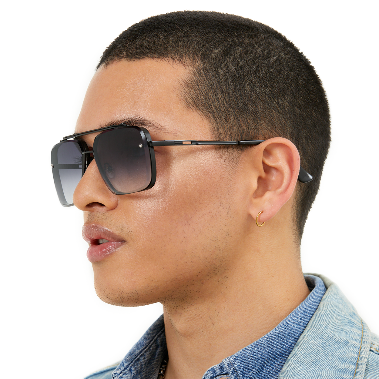 Bella - Midnight Oversized Squared Aviators