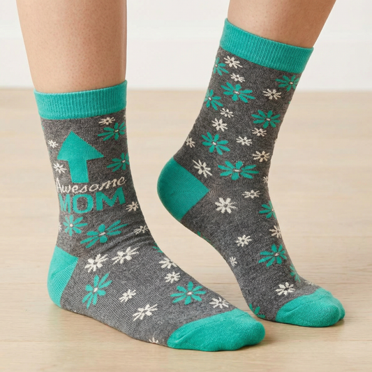 Awesome Mom Arrow Socks With Floral Design