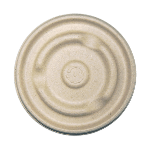 World Centric Compostable Fiber Lid for 8 and 16 oz Barrel Bowls, Natural (QTY 500), SKU BBL-SC-U12-LF