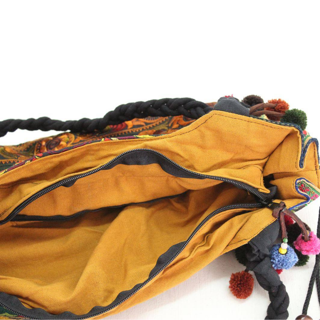 Embroidered Birds Shoulder Bag - Thailand