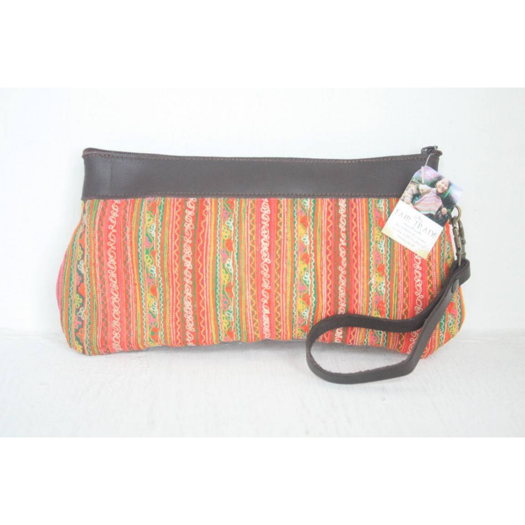 Upcycled Hmong Leather Cuff Wristlet - Thailand