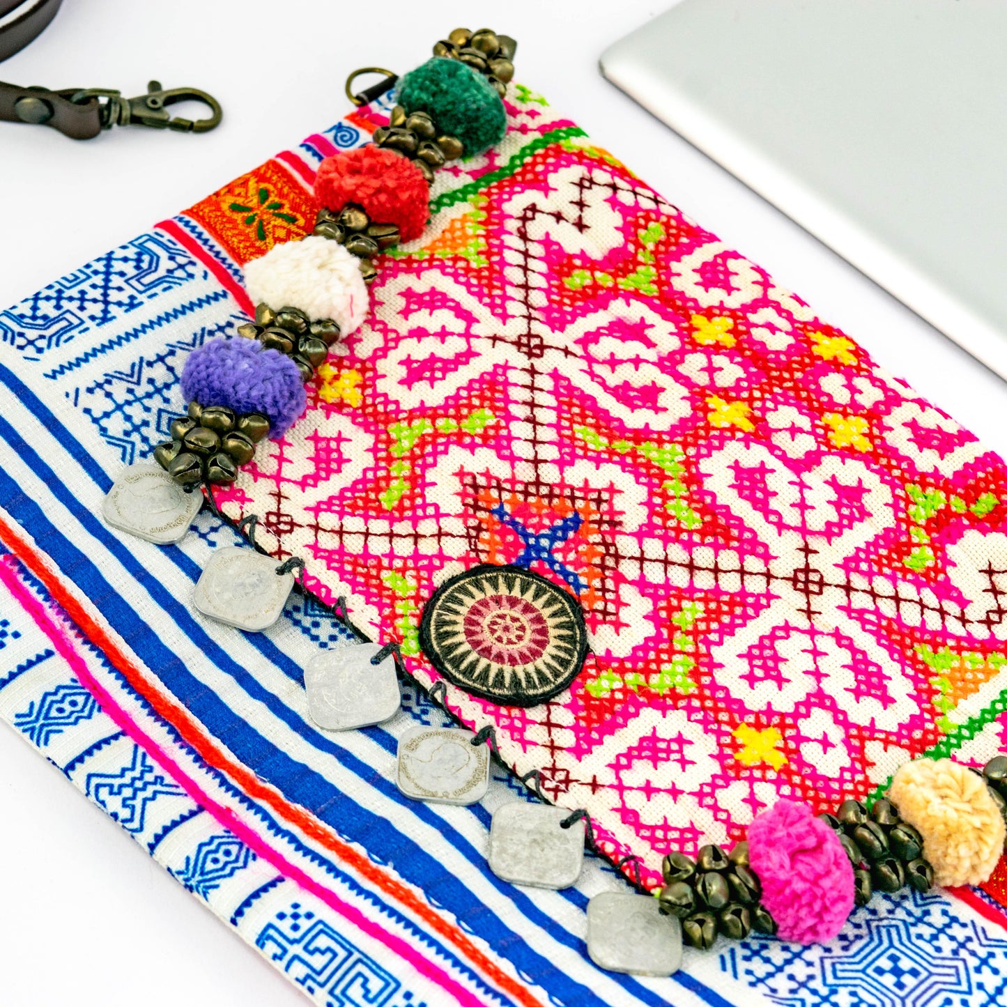 Pink Vintage Hmong Convertible Envelope Clutch | Purse - Thailand