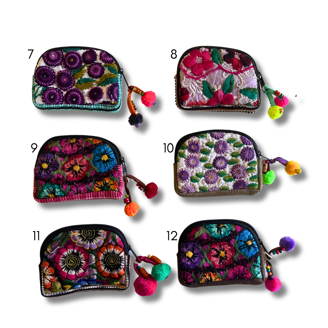 Up-cycled Half Moon Huipil Cosmetic Padded Bag with Tassel - Guatemala