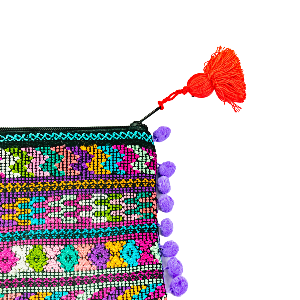 Pom Pom Maya Bag Up-cycled Huipil (Assorted Colors) - Guatemala