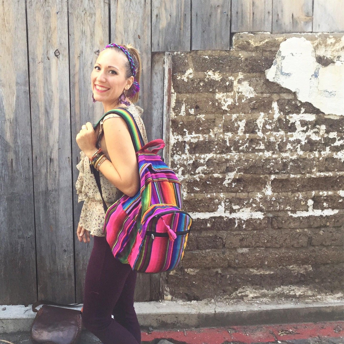 Hacienda Sarape Stripe Multicolor Backpack - Guatemala