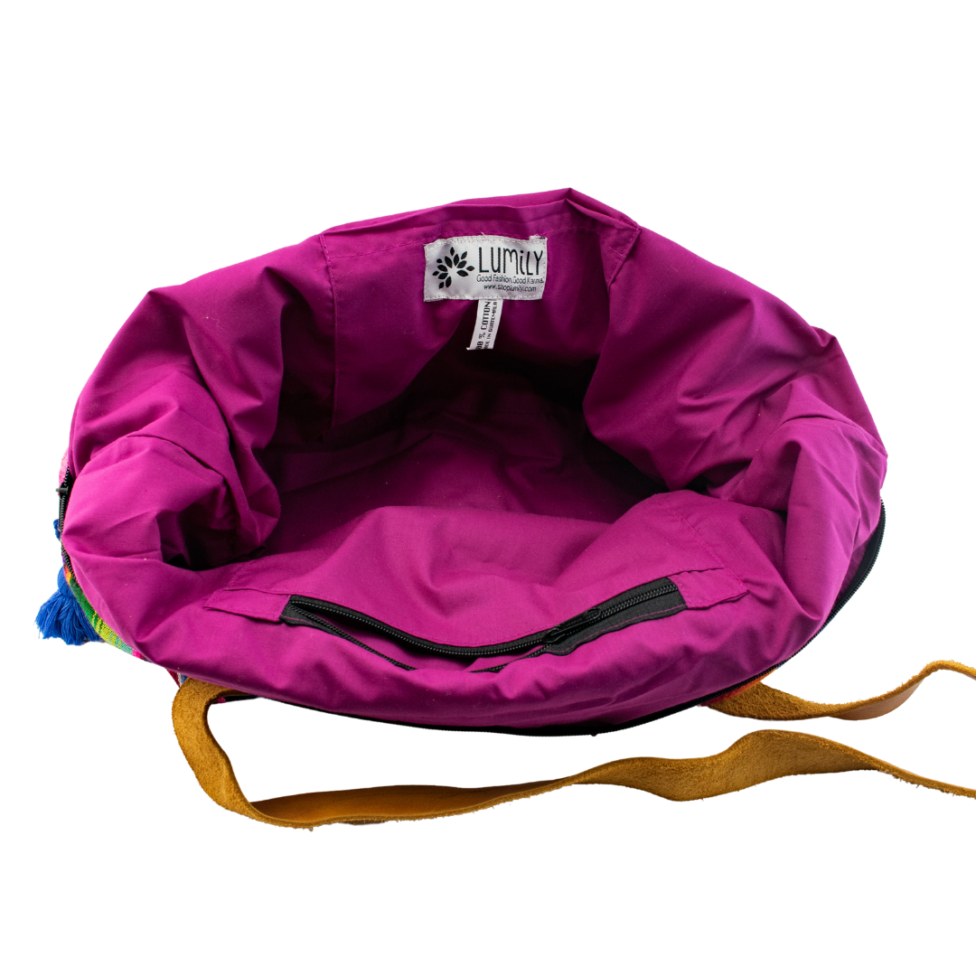 Hacienda Stripe Sustainable Computer Overnight Tote - Guatemala