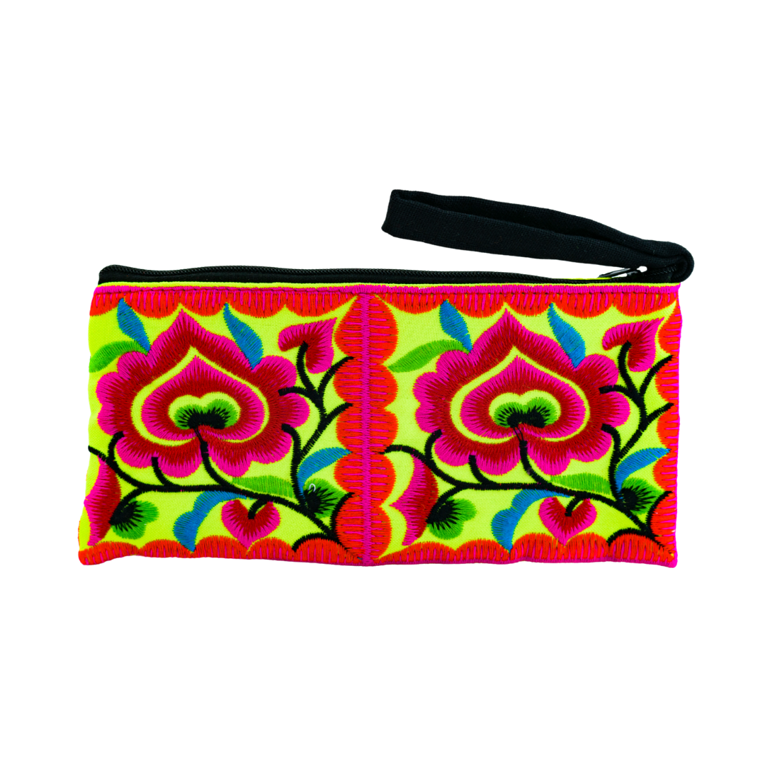 Hmong Embroidered Rectangle Small Wristlet Assorted - Thailand