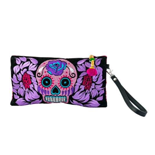 Culturas Embroidered Sugar Skull Wristlet - Thailand