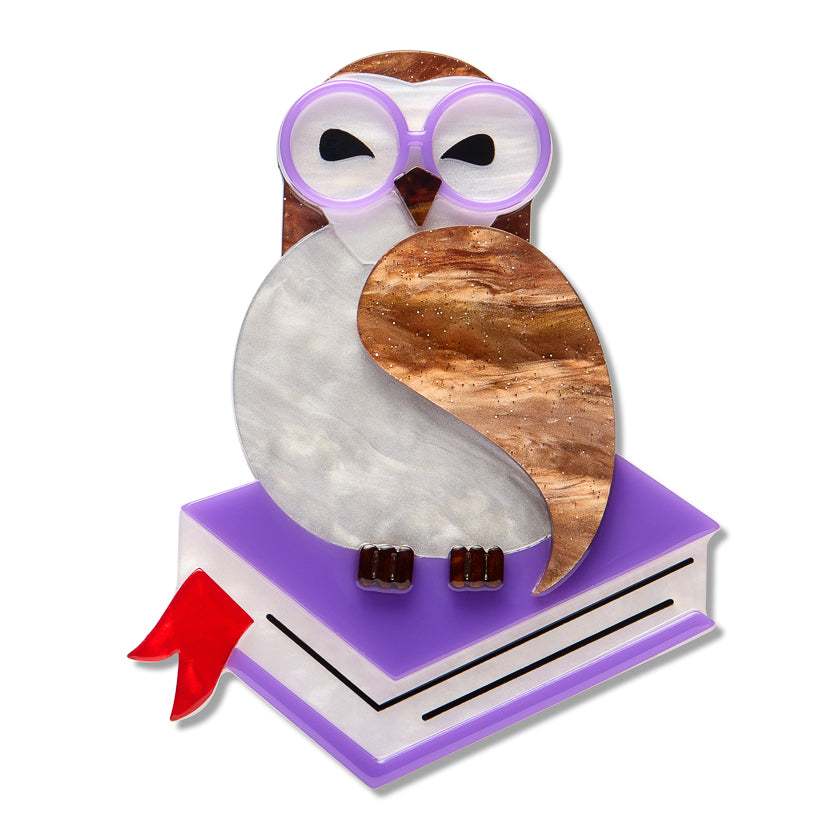 Studious Snow Owl Brooch by Erstwilder