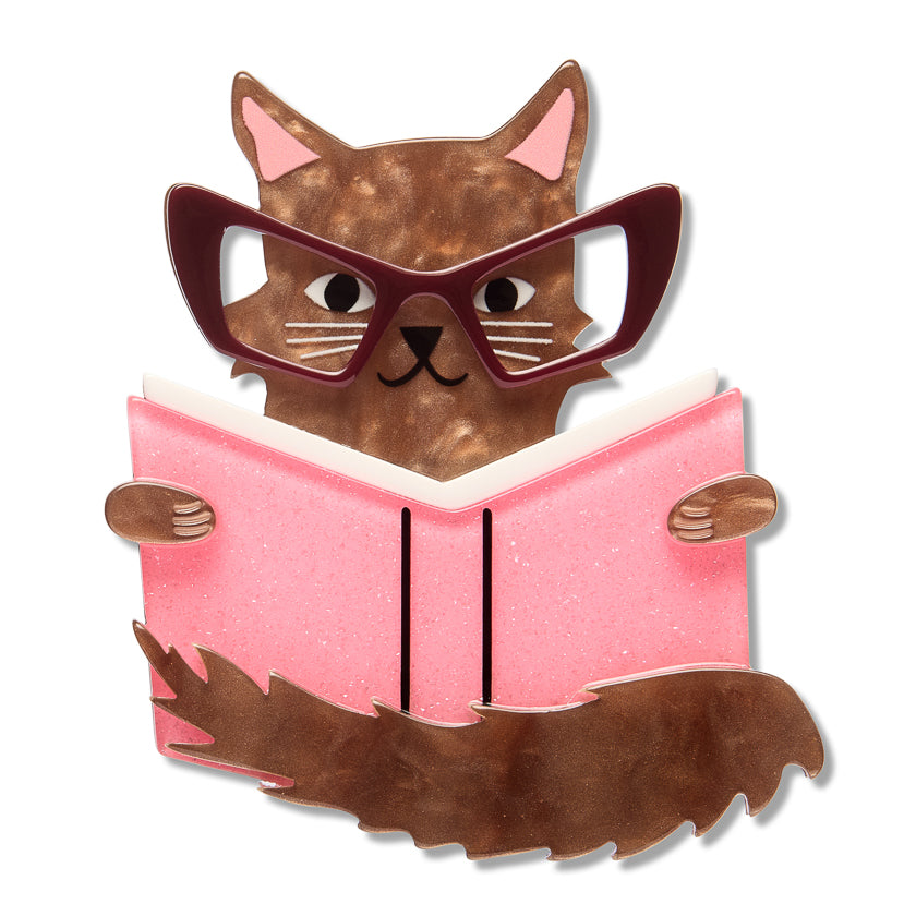 Puss in Books Brooch by Erstwilder