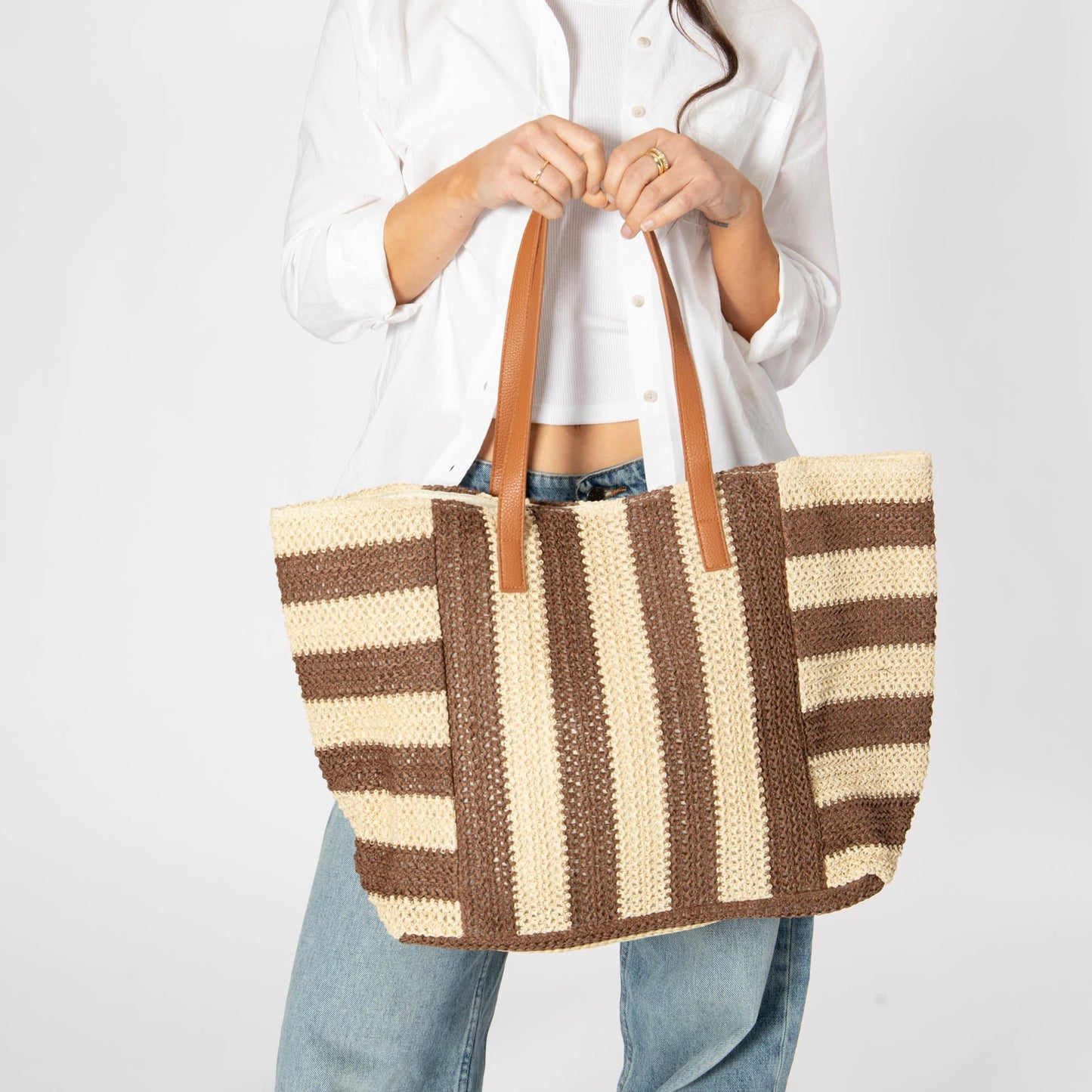 Alma - Oversized Tote with Striped Pattern