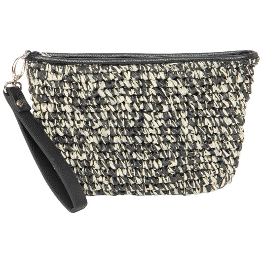 Julia - Black and White Zip Top Clutch